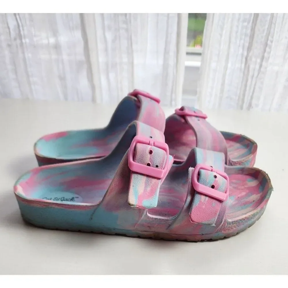 Girls Cat & Jack Size 1 Slide on Sandals in Pastel